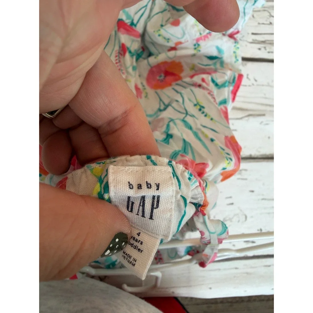 Baby Gap Girls Floral Poppy Sundress Pink Orange White Toddler 4 Years 4T Dress